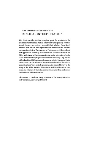 The Cambridge Companion to Biblical Interpretation