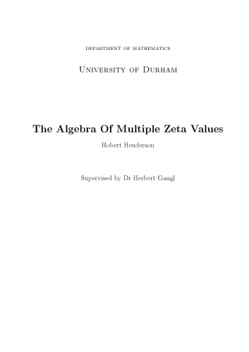 The Algebra Of Multiple Zeta Values