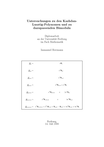 Untersuchungen zu den Kazhdan-Lusztig-Polynomen und zu dazupassenden Bimoduln [Diploma thesis]