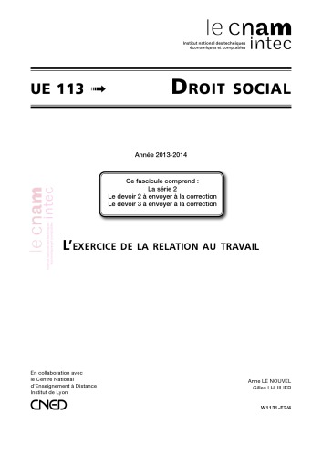 UE 113 Droit social Série 2