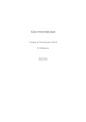 Gruppentheorie [Lecture notes]