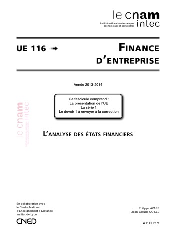 UE 116 Finance d’entreprise 116 Série 1