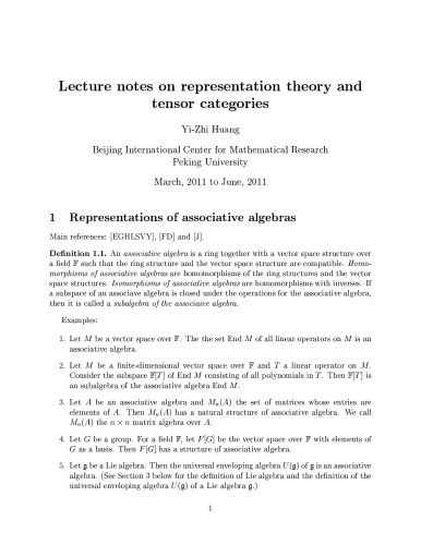 Lecture notes on representation theory and tensor categories [Lecture notes]