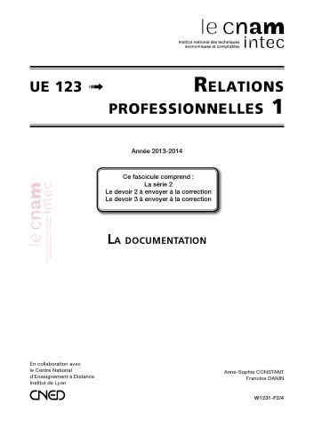 UE 123 Relations professionnelles Série 2