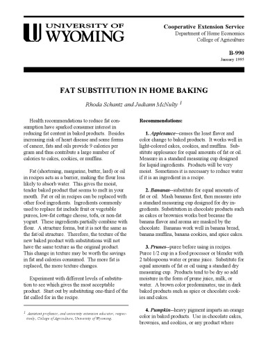 Fat substitution in home baking