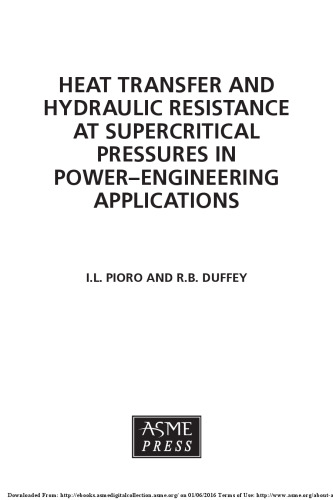 Heat transfer and hydraulic resistance at supercritical pressures in power engineering applications