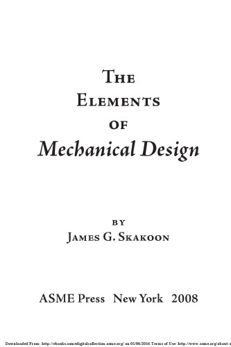 The elements of mechanical design