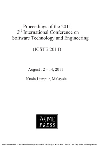 Proceedings of the 2011 3rd International Conference on Software Technology and Engineering : ICSTE 2011 : August 12-14, 2011, Kuala Lumpur, Malaysia