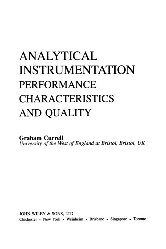 Analytical instrumentation : performance characteristics and quality