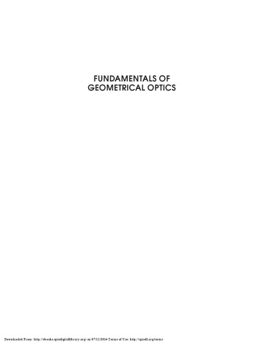 Fundamentals of geometrical optics