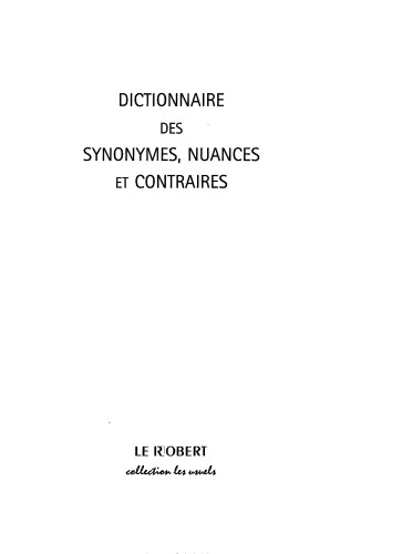 Dictionnaire des Synonymes et Nuances