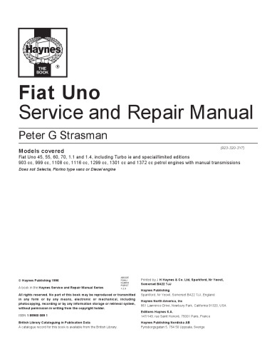 The Fiat Uno (83-95) Service and Repair Manual