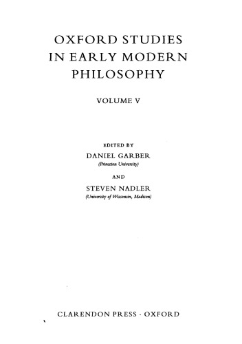 Oxford Studies in Early Modern Philosophy