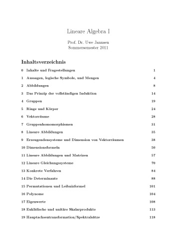 Lineare Algebra I SS 2011