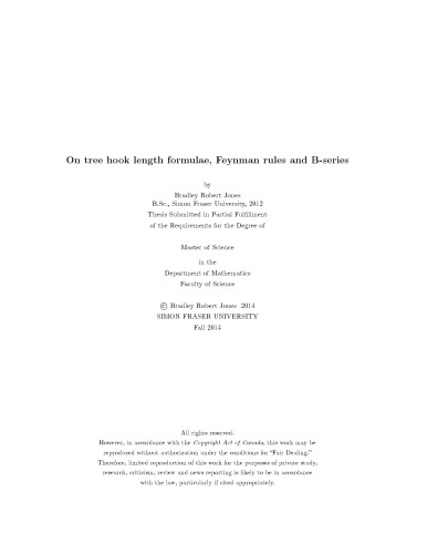 On tree hook length formulae, Feynman rules and B-series [Master thesis]