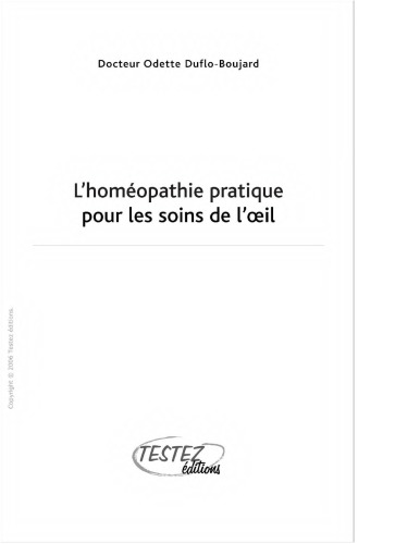 l’Homéopathie pratique pour les soins de l’oeil