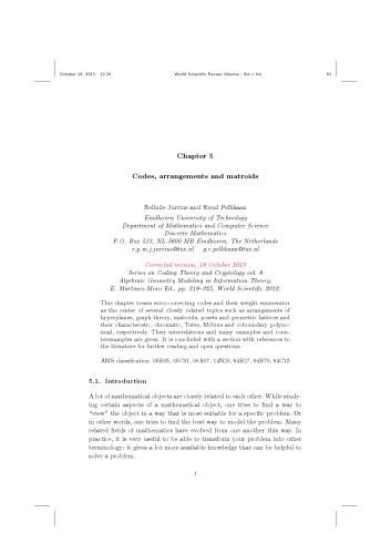 Codes, arrangements and matroids [one chapter from a book]