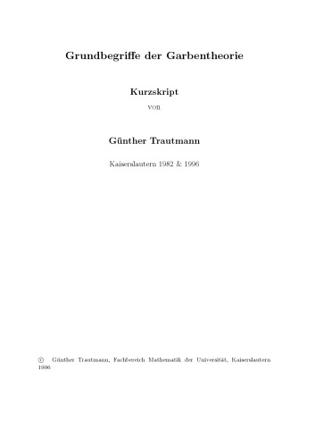 Grundbegriffe der Garbentheorie [Lecture notes]