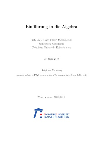 Einführung in die Algebra [Lecture notes]