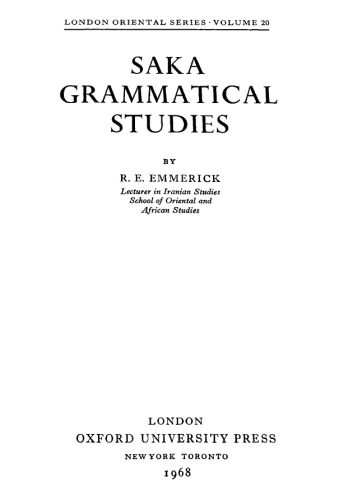 Saka Grammatical Studies