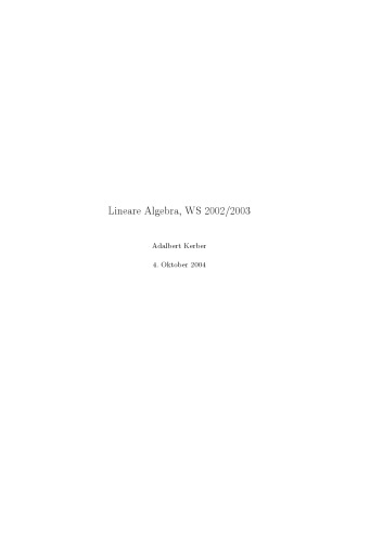 Lineare Algebra, WS 2002/2003