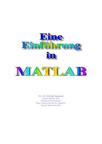 Eine Einfuehrung in Matlab