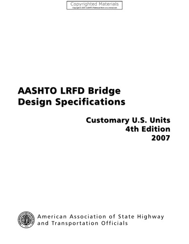 AASHTO LRFD bridge design specifications : customary U.S. units