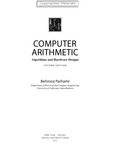 Computer arithmetic : algorithms and hardware designs