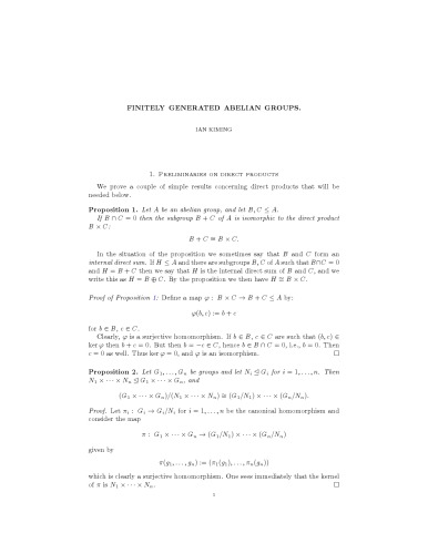 Finitely generated abelian groups