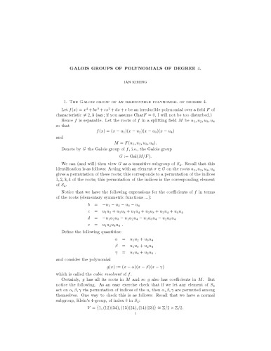 Galois groups of polynomials of degree 4