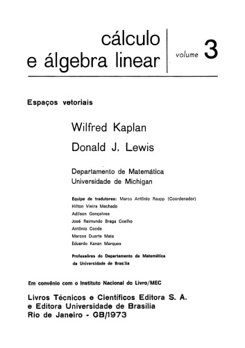 Cálculo e álgebra linear volume 3