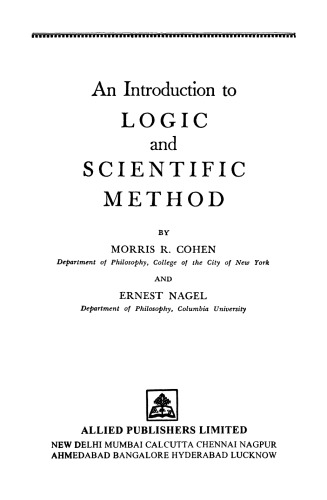 An Introduction to Logic and Scientific Method