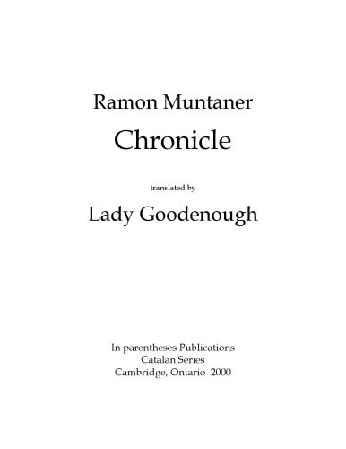 Chronicle, translated by Lady Goodenough