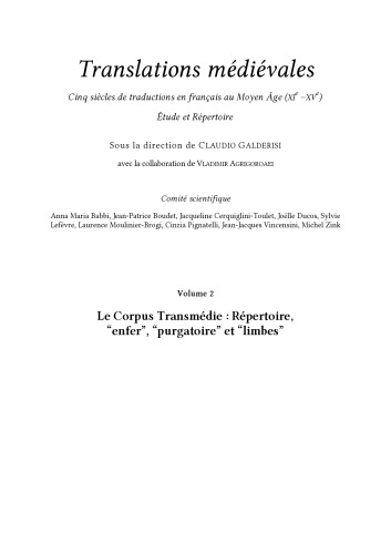 Translations médiévales : cinq siècles de traductions en français au Moyen Âge (XIe-XVe siècles) : étude et répertoire