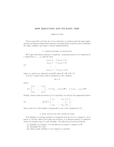 Row reduction and its many uses