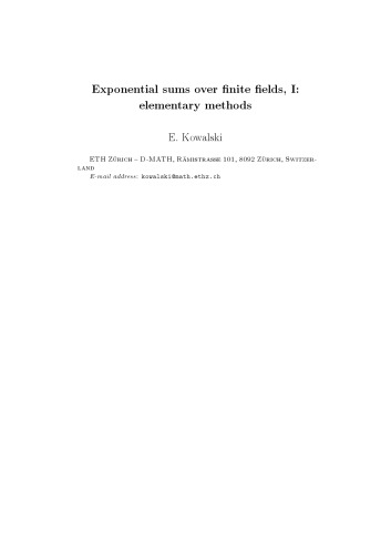 Exponential sums over finite fields, I: elementary methods