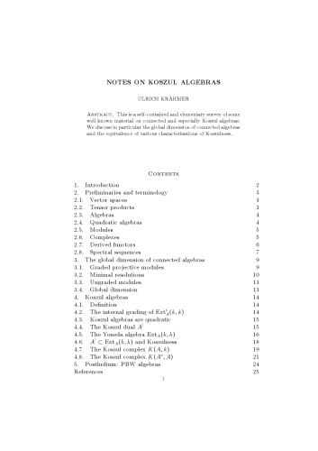 Notes on Koszul algebras