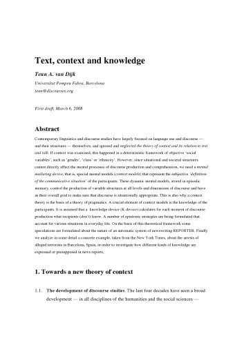 Text, context and knowledge