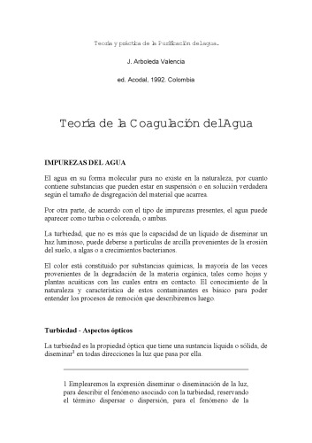 Teoría y práctica de la purificación del agua