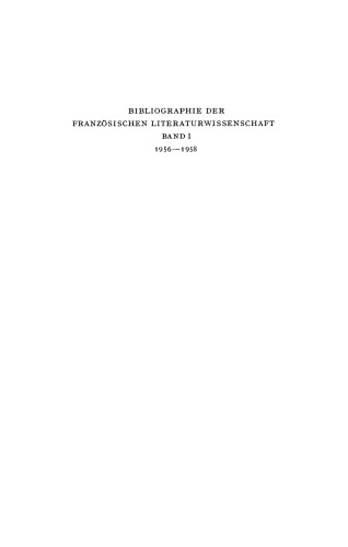 Bibliographie der französischen Literaturwissenschaft = Bibliographie d’histoire littéraire française