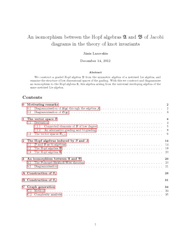 An isomorphism between the Hopf algebras A and B of Jacobi diagrams in the theory of knot invariants