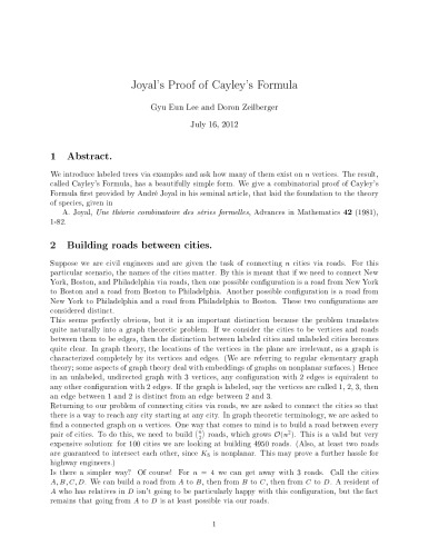 Joyal’s Proof of Cayley’s Formula