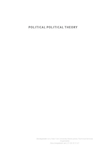 Political Political Theory: Essays on Institutions