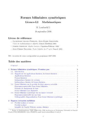 Formes bilinéaires symétriques: Licence-L2 Mathématiques