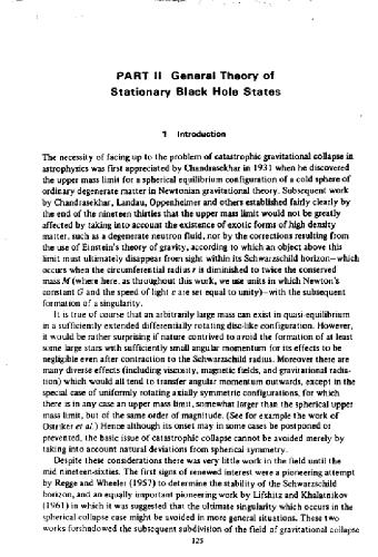 Black Hole Equilibrium States (From Les Houches)