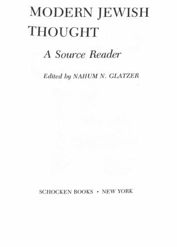 Modern Jewish Thought: A Source Reader