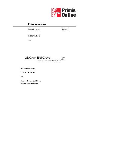 Student Problem Manual to accompany Corporate Finance