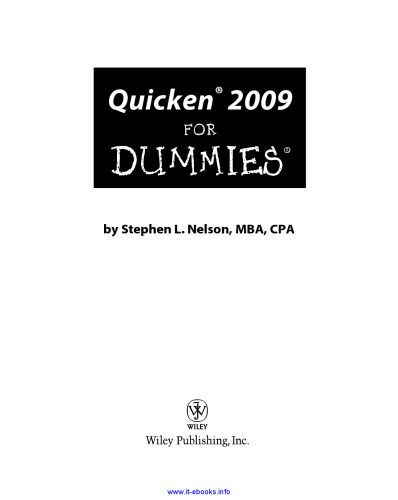 Quicken 2009 For Dummies