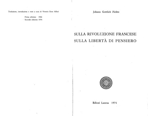 Sulla Rivoluzione francese. Sulla libertà di pensiero