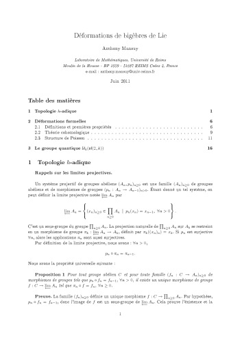 Déformations de bigèbres de Lie